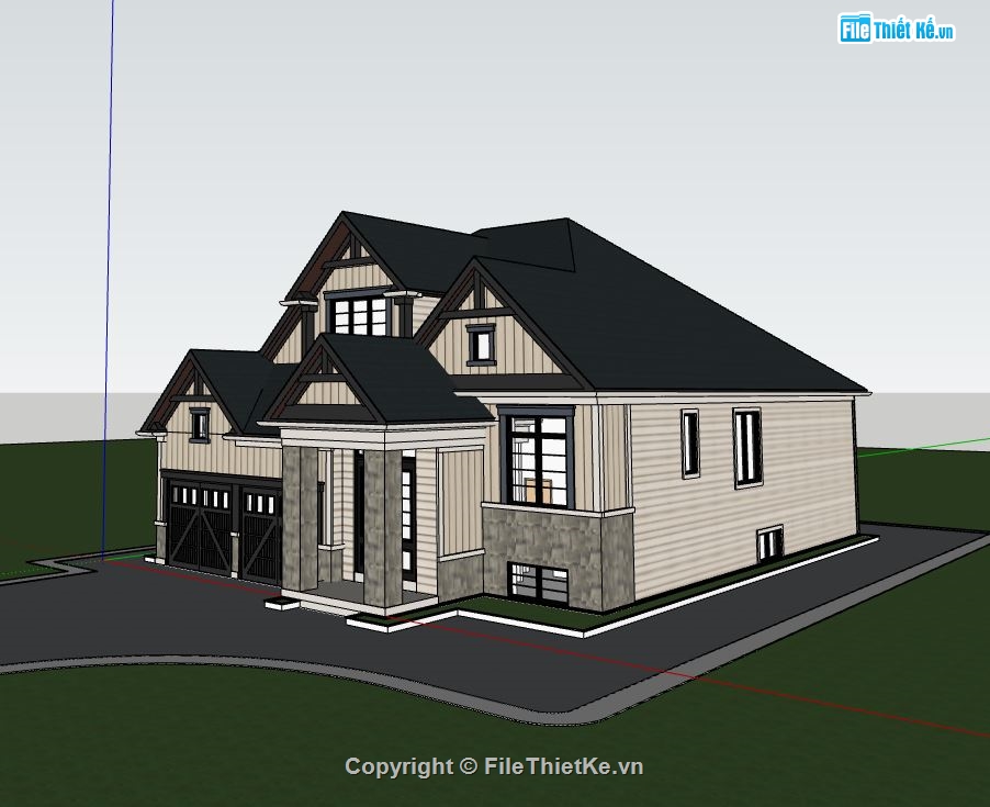 Thiết kế biệt thự,Thiết kế biệt thự 1 tầng,biệt thự 1 tầng,biệt thự sketchup