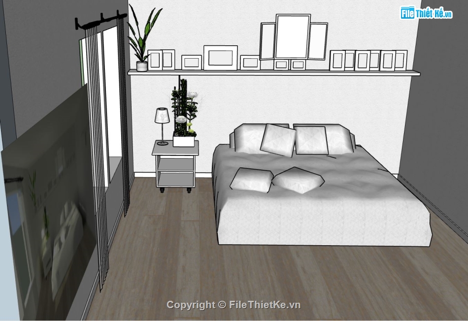 nội thất phòng ngủ,sketchup nội thất phòng ngủ,Thiết kế nội thất phòng ngủ