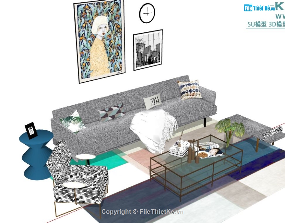 phòng khách đẹp,sketchup phòng khách,model phòng khách