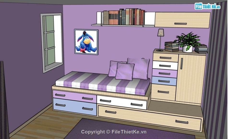 model phòng ngủ hiện đại,phòng ngủ hiện đại su,sketchup phòng ngủ