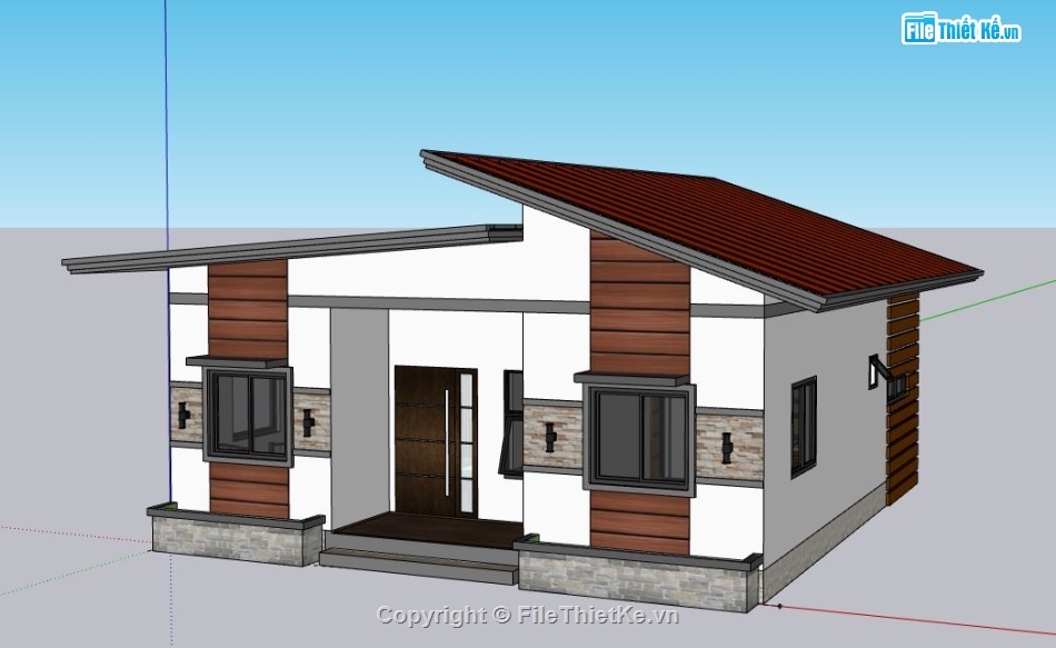 su nhà 1 tầng,model su nhà 1 tầng1,file sketchup nhà 1 tầng