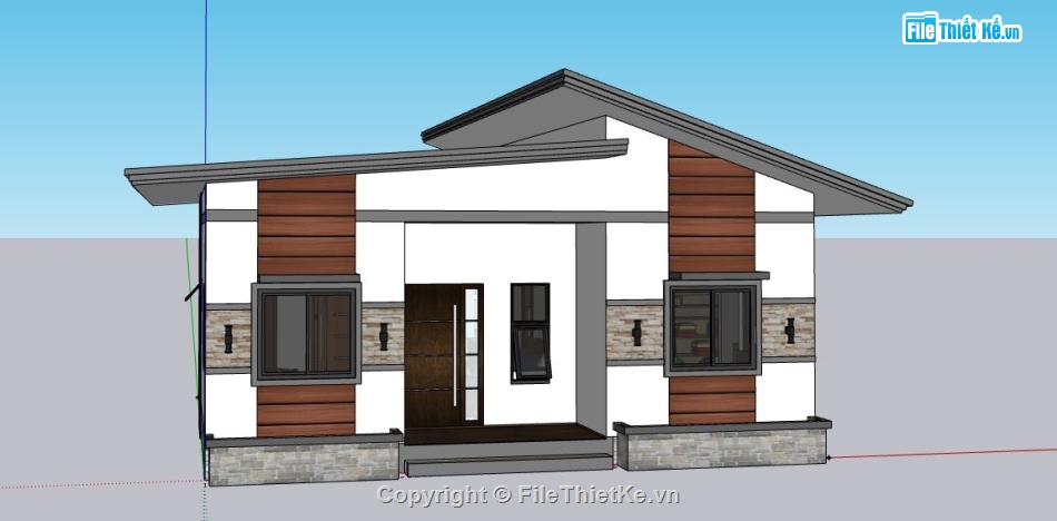 su nhà 1 tầng,model su nhà 1 tầng1,file sketchup nhà 1 tầng