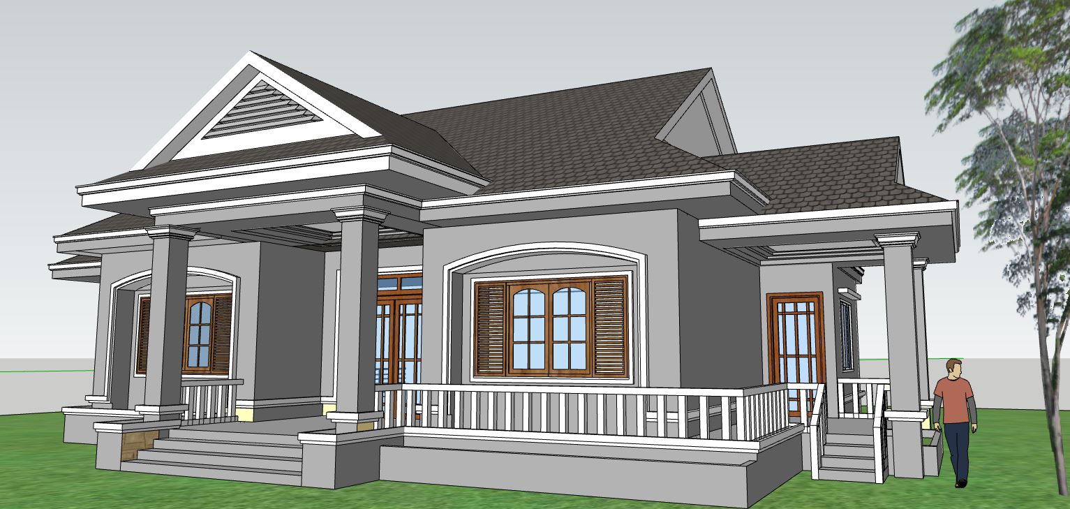 model su biệt thự,file sketchup biệt thự,model su biệt thự 1 tầng