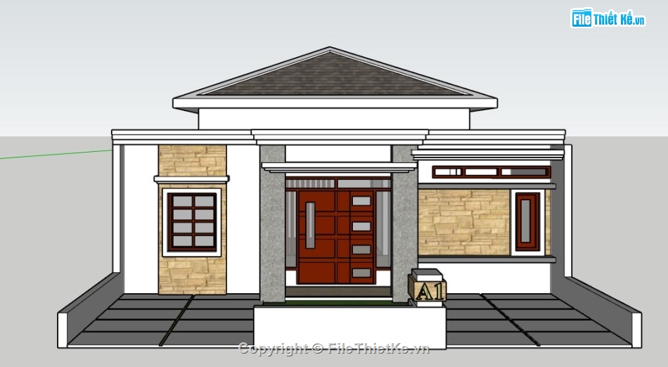 su nhà 1 tầng,model su nhà 1 tầng,sketchup nhà 1 tầng