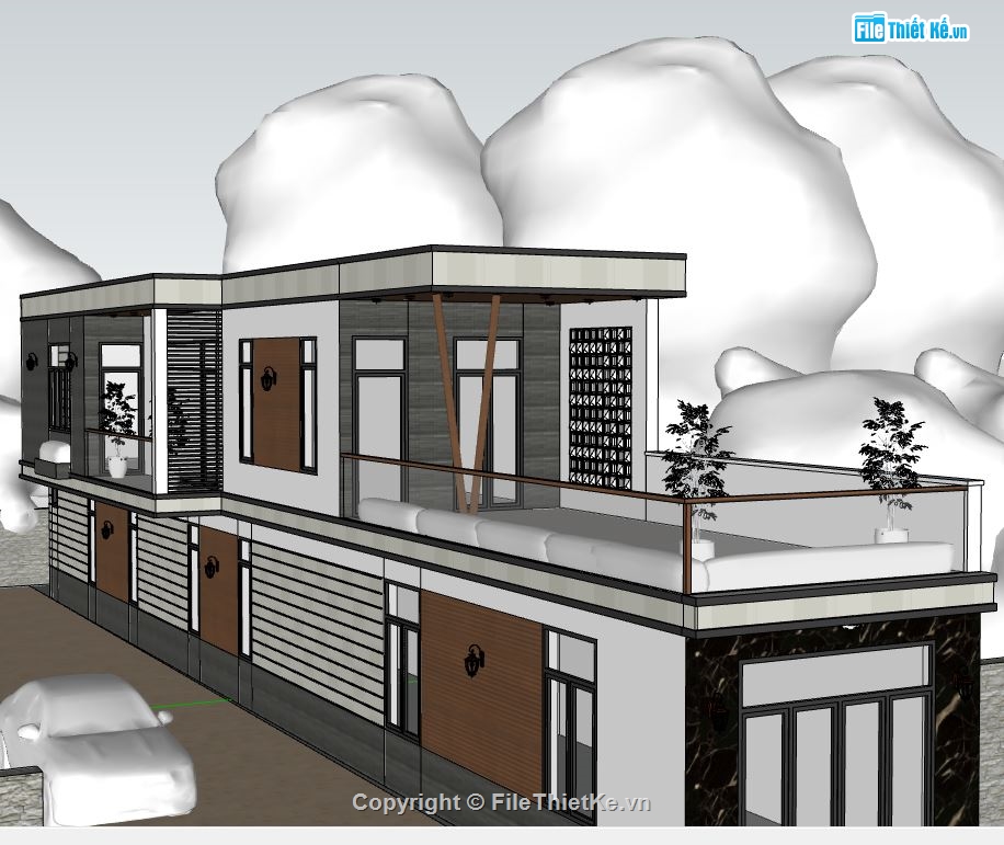 su nhà phố,nhà phố 2 tầng,sketchup nhà phố 2 tầng