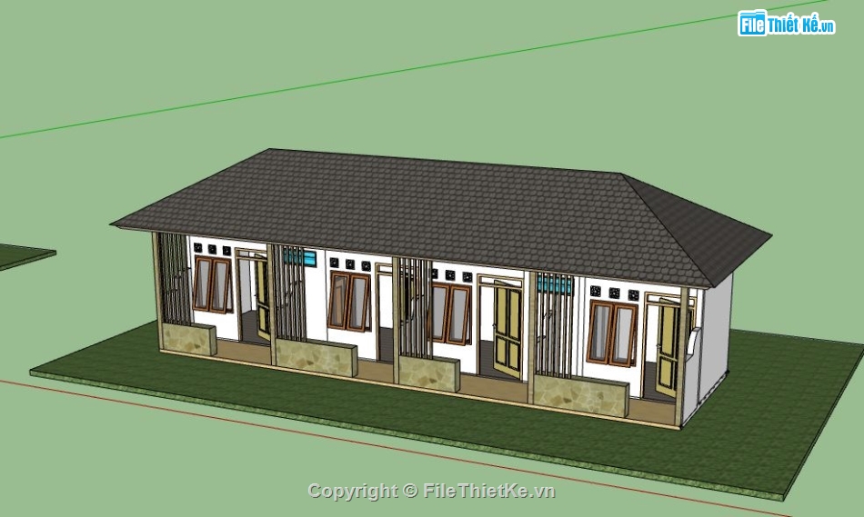 Nhà cấp 4,Model su nhà cấp 4,nhà cấp 4 file su,sketchup nhà cấp 4,nhà cấp 4 sketchup