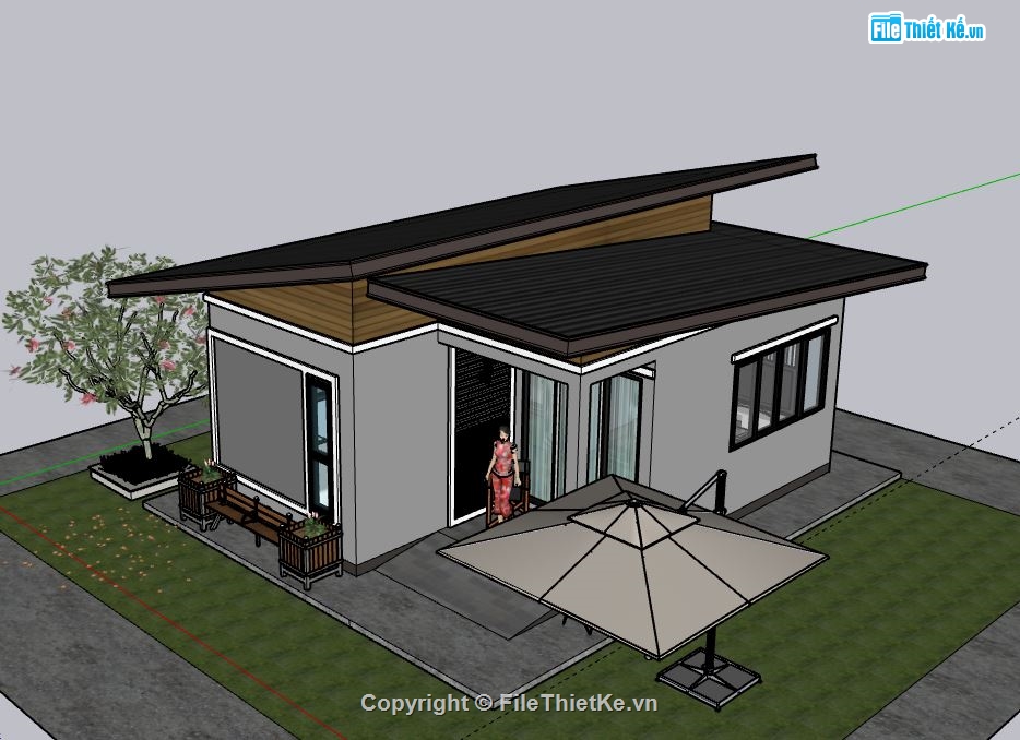 Nhà cấp 4,model su nhà cấp 4,file su nhà cấp 4,sketchup nhà cấp 4,file sketchup nhà cấp 4