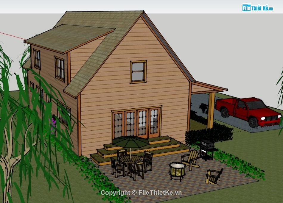 Nhà cấp 4,model su nhà cấp 4,nhà cấp 4 file su,sketchup nhà cấp 4,nhà cấp 4 file sketchup