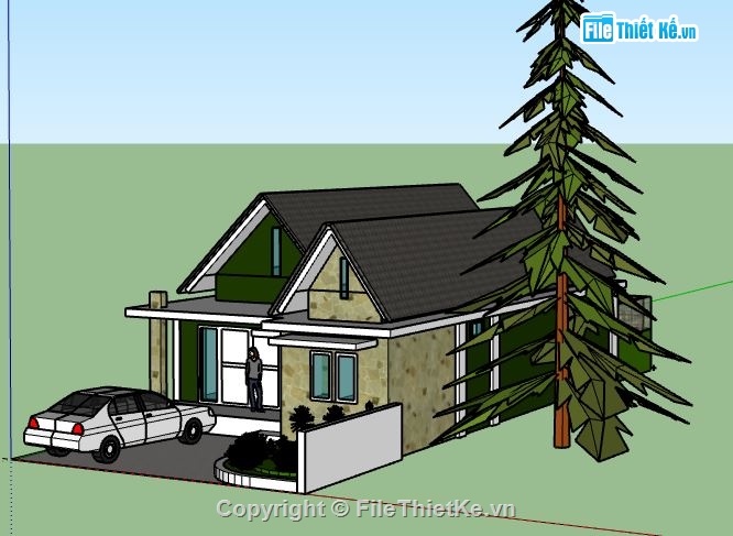 Nhà cấp 4,model su nhà cấp 4,file su nhà cấp 4,sketchup nhà cấp 4,nhà cấp 4 file su