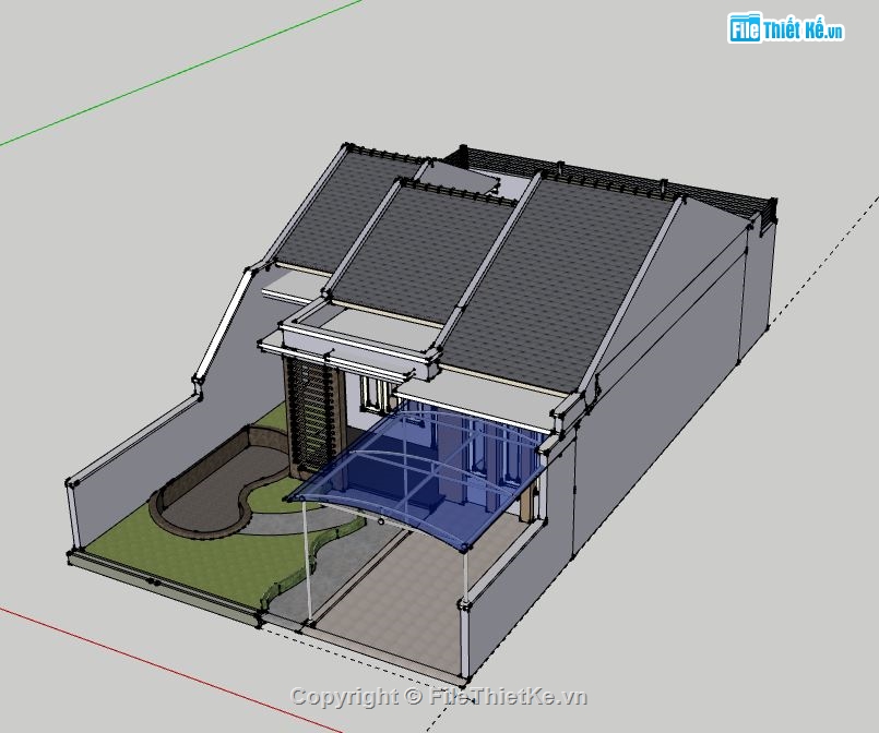 Nhà cấp 4,model su nhà cấp 4,file su nhà cấp 4,sketchup nhà cấp 4,nhà cấp 4 sketchup