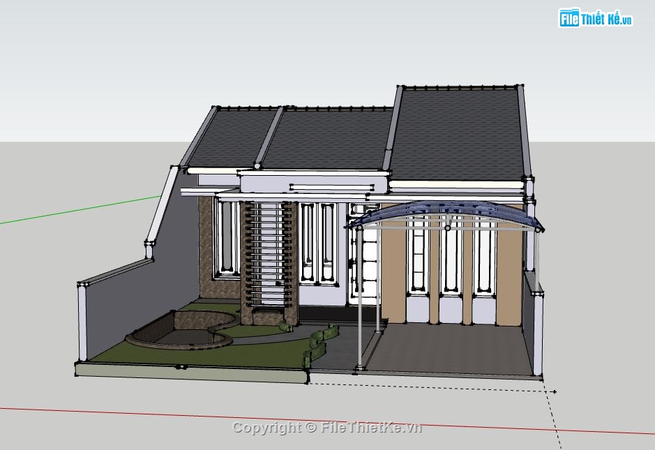 Nhà cấp 4,model su nhà cấp 4,file su nhà cấp 4,sketchup nhà cấp 4,nhà cấp 4 sketchup