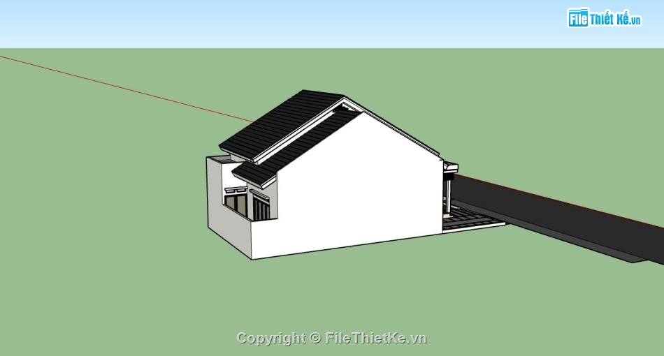 nhà cấp 4,file thiết kế nhà cấp 4,model sketchup nhà cấp 4,phối cảnh nhà cấp 4 sketchup