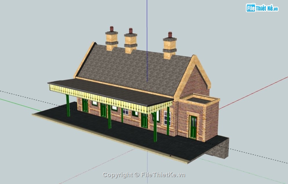 Nhà cấp 4 thái lan,model su nhà cấp 4,file sketchup nhà cấp 4,nhà cấp 4 model su