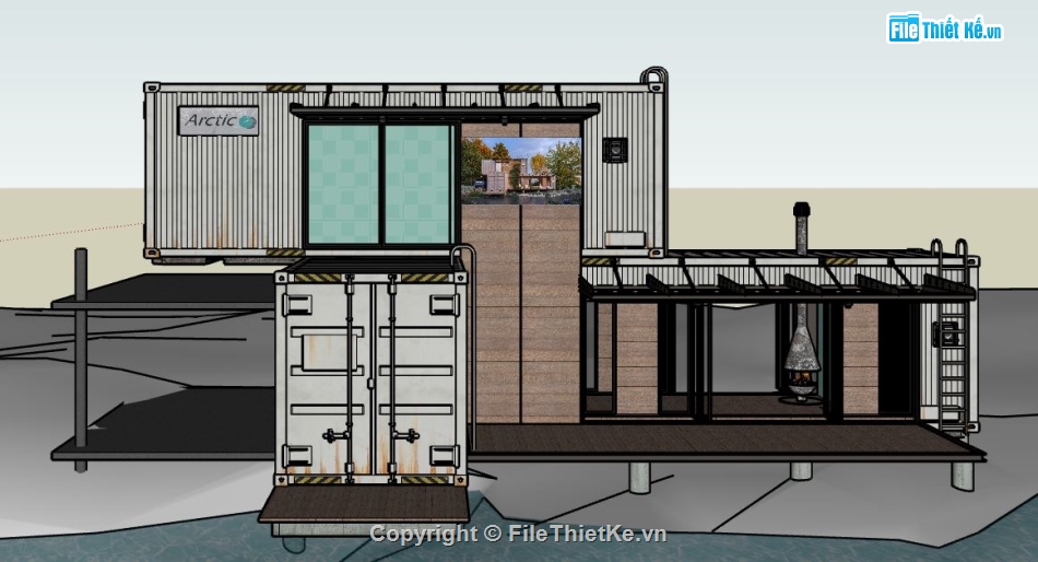 Nhà container file su,model su nhà container,file su nhà container,sketchup nhà container