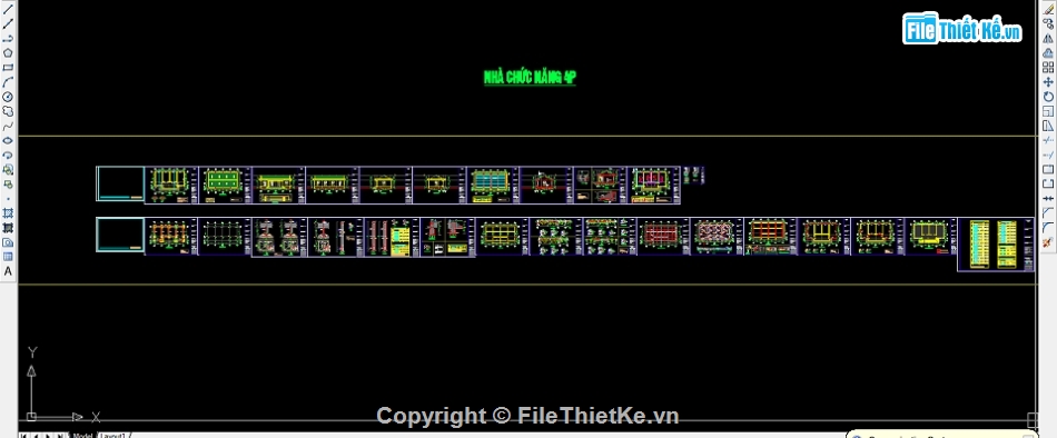 nhà đa năng 1 tầng 15.6x10m,file cad thiết kế nhà đa chức năng,nhà đa năng thiết kế file autocad