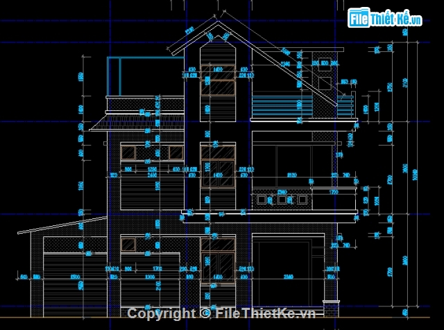 Thiết kế nhà dân 2 tầng + 1 tum diện tích 7x9m,Nhà 2 tầng + 1 tum,Nhà diện tích 7x9m
