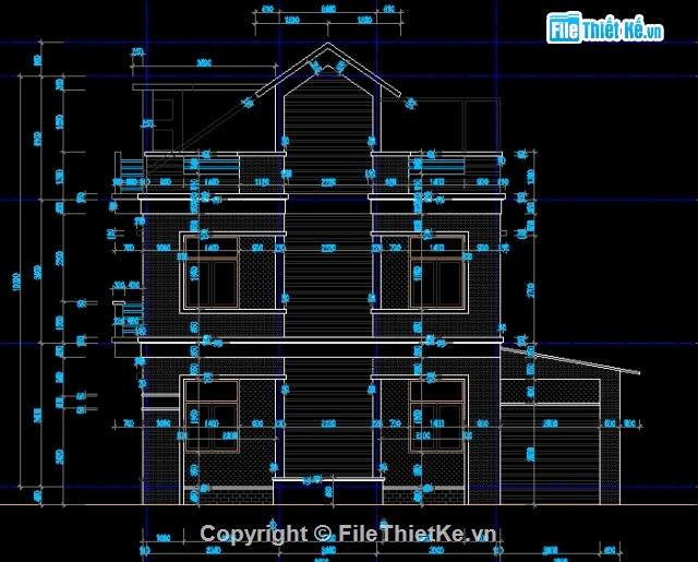 Thiết kế nhà dân 2 tầng + 1 tum diện tích 7x9m,Nhà 2 tầng + 1 tum,Nhà diện tích 7x9m