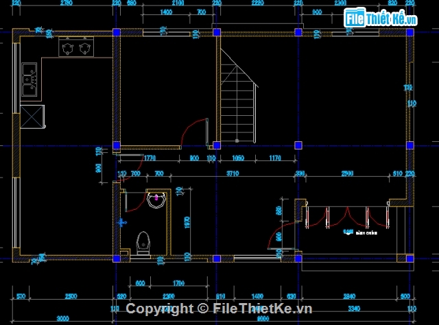Thiết kế nhà dân 2 tầng + 1 tum diện tích 7x9m,Nhà 2 tầng + 1 tum,Nhà diện tích 7x9m