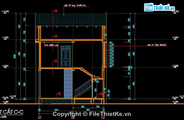 bản vẽ nhà dân dụng,kích thước nhà 8 x 15.5m,mẫu nhà dân dụng 2 tầng