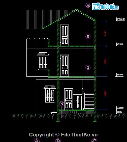 Thiết kế nhà phố,nhà dân 6.52x15.7m,mẫu nhà phố đẹp