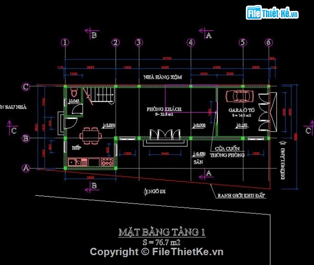 Thiết kế nhà phố,nhà dân 6.52x15.7m,mẫu nhà phố đẹp