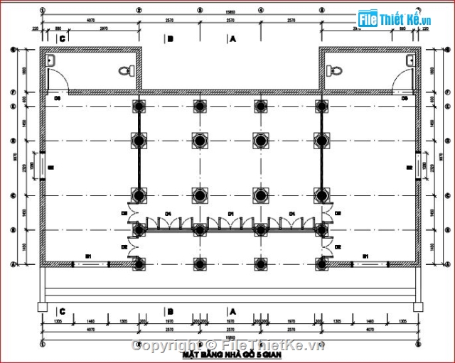 Thiết kế nhà gỗ 5 gian đẹp ( file pdf)