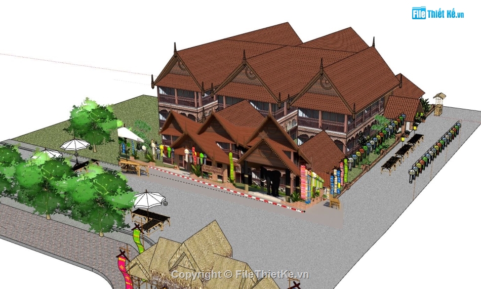 Nhà hàng ăn,model su nhà hàng ăn,sketchup nhà hàng,file sketchup nhà hàng