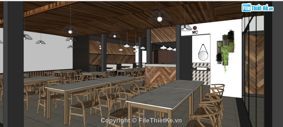 model su nhà hàng,thiết kế nhà hàng sketchup,thiết kế nhà hàng file su,bếp nhà hàng sketchup