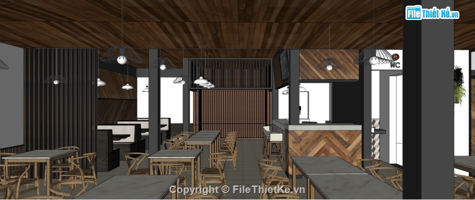 model su nhà hàng,thiết kế nhà hàng sketchup,thiết kế nhà hàng file su,bếp nhà hàng sketchup