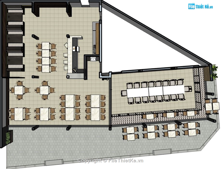 model su nhà hàng,thiết kế nhà hàng sketchup,thiết kế nhà hàng file su,bếp nhà hàng sketchup