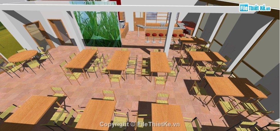 thiết kế nhà hàng sketchup,nhà hàng su,sketchup nhà hàng