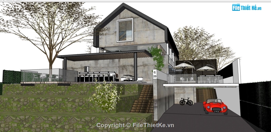 file su nhà hàng,sketchup nhà hàng,thiết kế nhà hàng file su