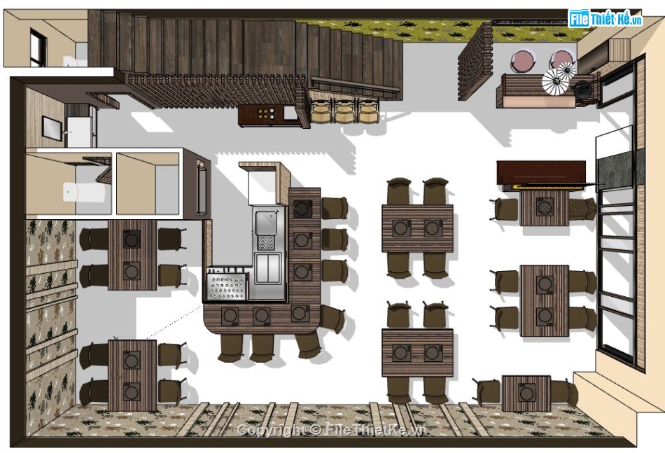 file su nhà hàng,sketchup nhà hàng,model su nhà hàng