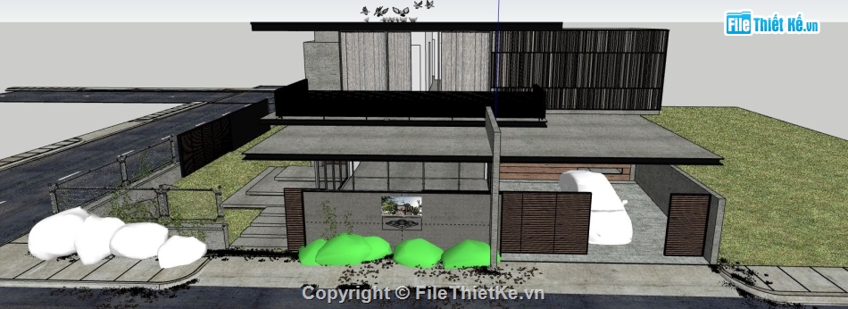 nhà 2 tầng hiện đại,sketchup nhà 2 tầng,file su nhà 2 tầng,model sketchup nhà hiện đại