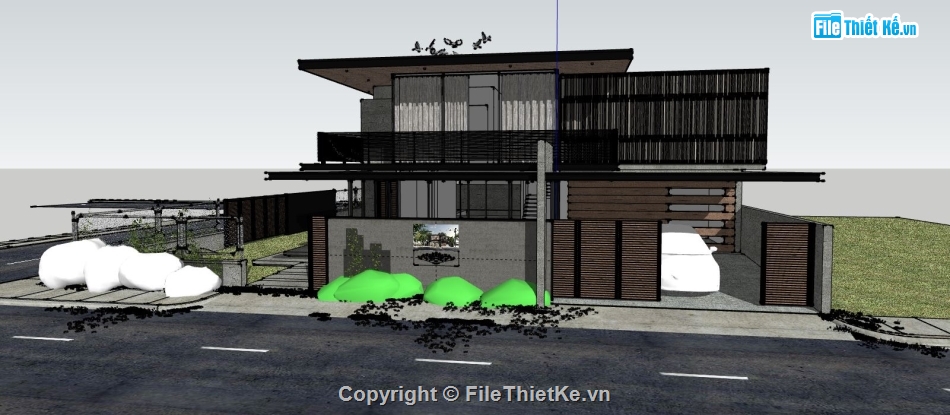 nhà 2 tầng hiện đại,sketchup nhà 2 tầng,file su nhà 2 tầng,model sketchup nhà hiện đại