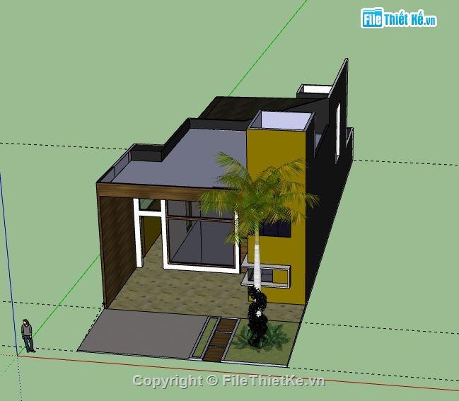 Nhà phố 1 tầng,model su nhà phố 1 tầng,sketchup nhà phố 1 tầng,nhà phố 1 tầng file su,file su nhà phố 1 tầng