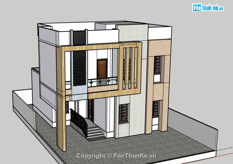 Nhà phố 2 tầng,model su nhà phố 2 tầng,sketchup nhà phố 2 tầng