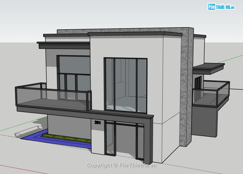 Nhà phố 2 tầng,model su nhà phố 2 tầng,nhà phố 2 tầng sketchup,file sketchup nhà phố 2 tầng