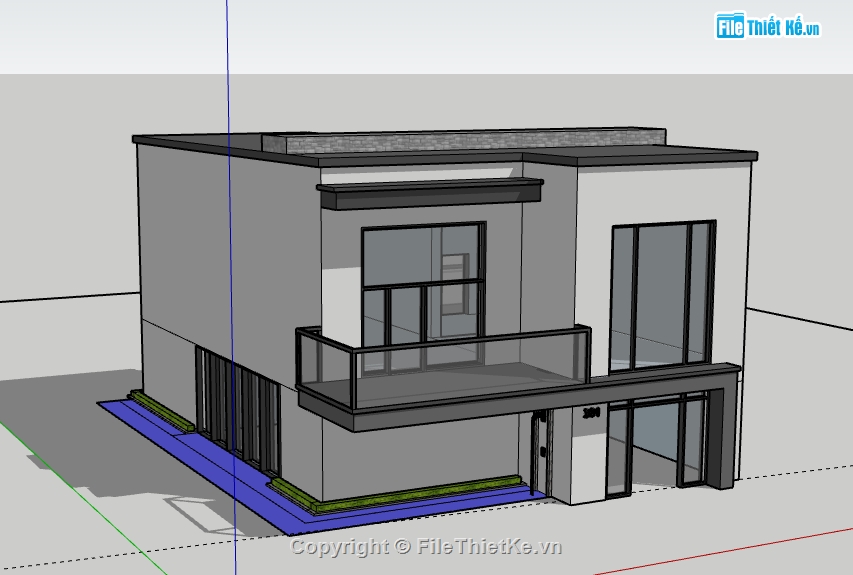 Nhà phố 2 tầng,model su nhà phố 2 tầng,nhà phố 2 tầng sketchup,file sketchup nhà phố 2 tầng