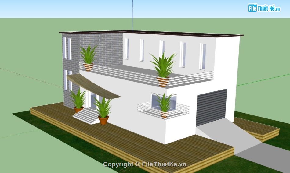 nhà phố 2 tầng,thiết kế phối cảnh nhà phố,mẫu sketchup nhà phố 2 tầng,mẫu nhà phố hiện đại