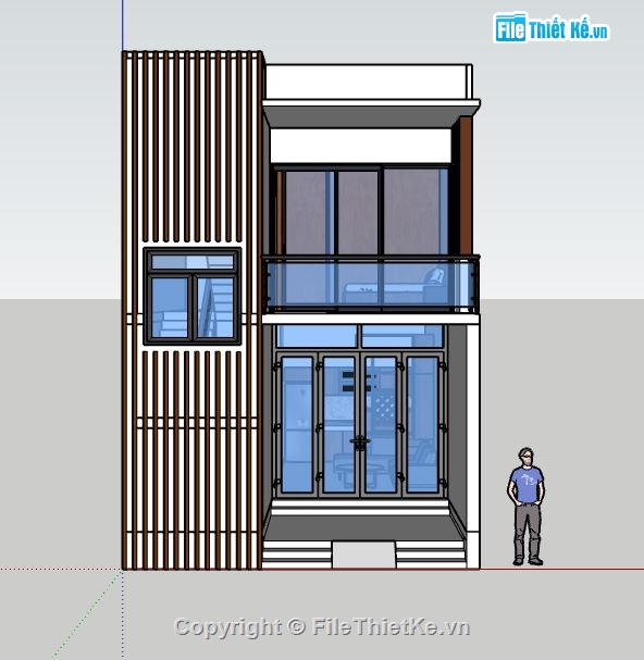 su nhà phố 2 tầng,sketchup nhà phố 2 tầng,file su nhà phố 2 tầng