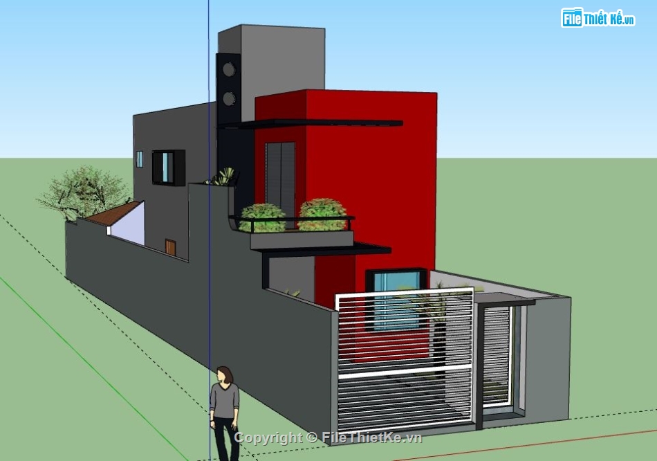 nhà phố 2 tầng,model su nhà phố 2 tầng,nhà phố 2 tầng file su,sketchup nhà phố 2 tầng,nhà phố 2 tầng file sketchup