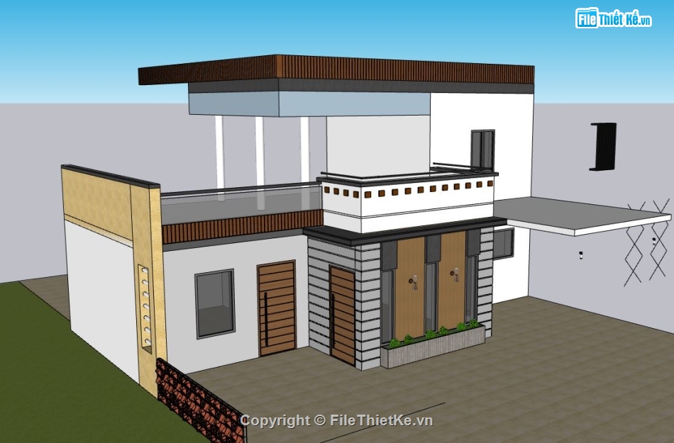 su nhà phố 2 tầng,file sketchup nhà phố,su nhà phố