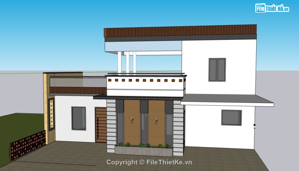 su nhà phố 2 tầng,file sketchup nhà phố,su nhà phố