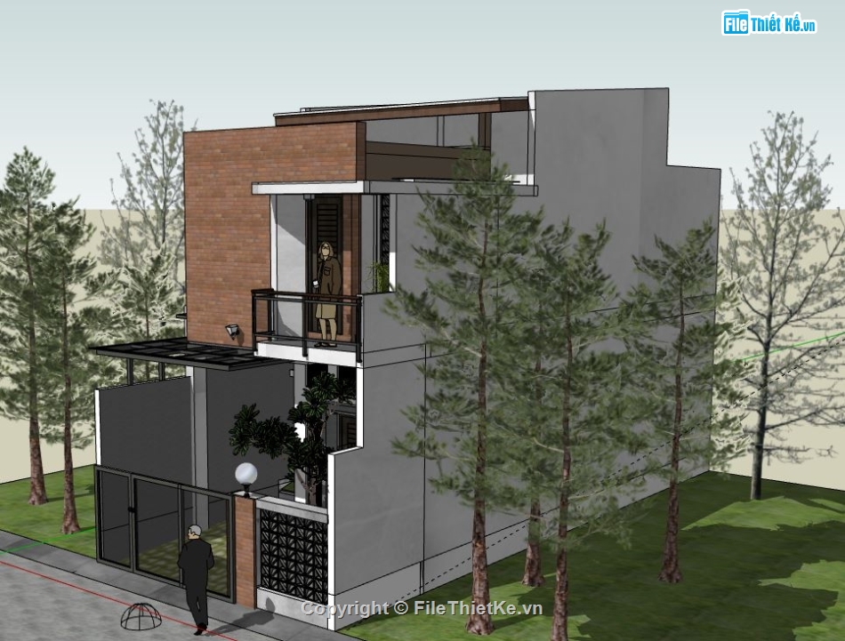 Nhà phố 2 tầng,model su nhà phố 2 tầng,sketchup nhà phố 2 tầng,nhà phố 2 tầng file su,file sketchup nhà phố 2 tầng