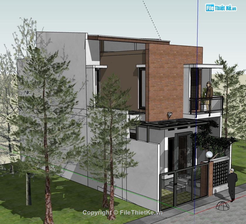 Nhà phố 2 tầng,model su nhà phố 2 tầng,sketchup nhà phố 2 tầng,nhà phố 2 tầng file su,file sketchup nhà phố 2 tầng