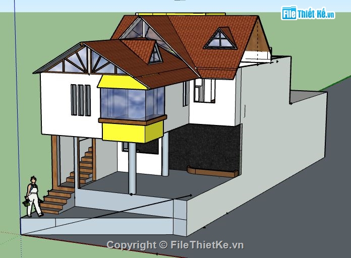 Nhà phố 2 tầng,file su nhà phố 2 tầng,sketchup nhà phố 2 tầng,nhà phố 2 tầng sketchup,nhà phố 2 tầng file su