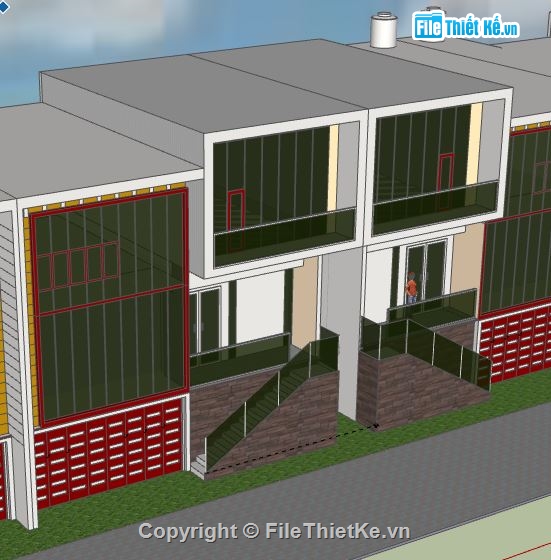 Nhà phố 2 tầng,model su nhà phố 2 tầng,sketchup nhà phố 2 tầng,nhà phố 2 tầng sketchup