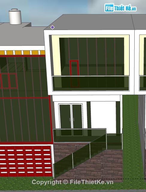 Nhà phố 2 tầng,model su nhà phố 2 tầng,sketchup nhà phố 2 tầng,nhà phố 2 tầng sketchup