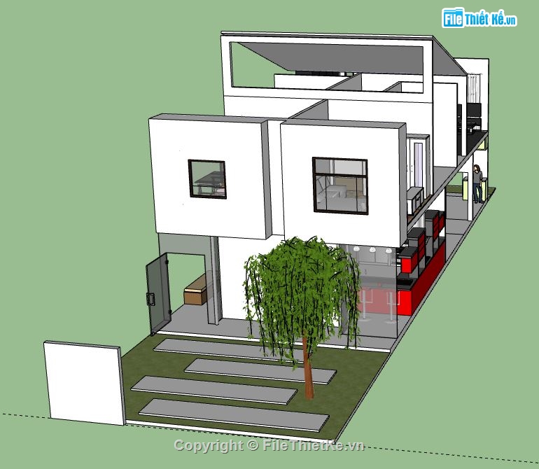 Nhà phố 2 tầng,model su nhà phố 2 tầng,file su nhà phố 2 tầng,file sketchup nhà phố 2 tầng